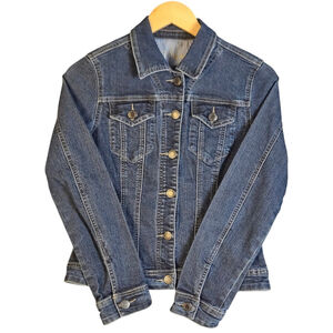 Parasuco Denim Jacket Women’s Small S/P Dark Wash Stretch Jean Coat